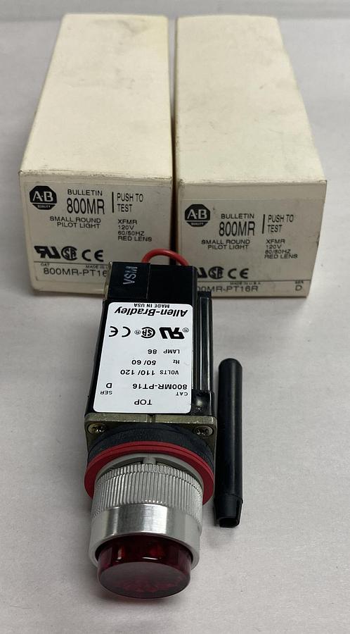 Used ALLEN-BRADLEY,800MR-PT16R,SMALL PILOT LIGHT RED LENS LOT OF 2 NOS