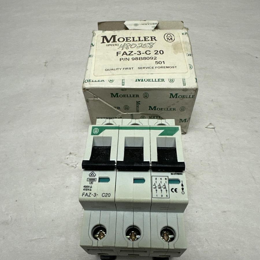 Moeller,FAZ-3-C 20,20 Amp 3 Pole Circuit Breaker