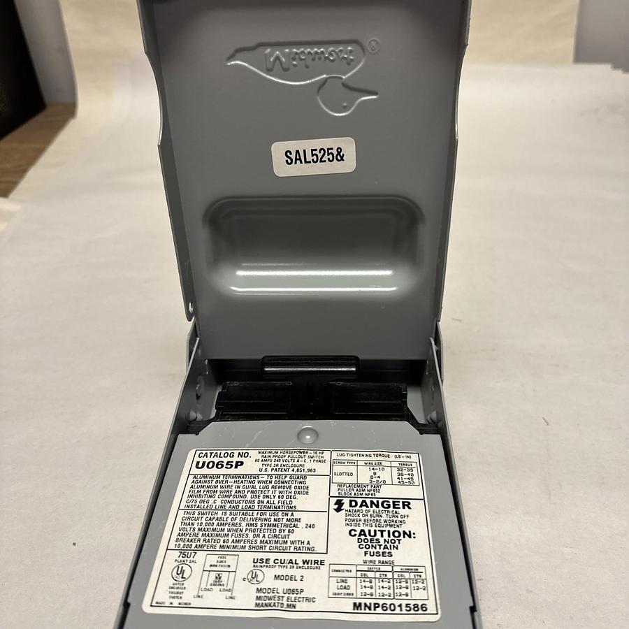 Midwest,UO65P,60 Amp 240VAC