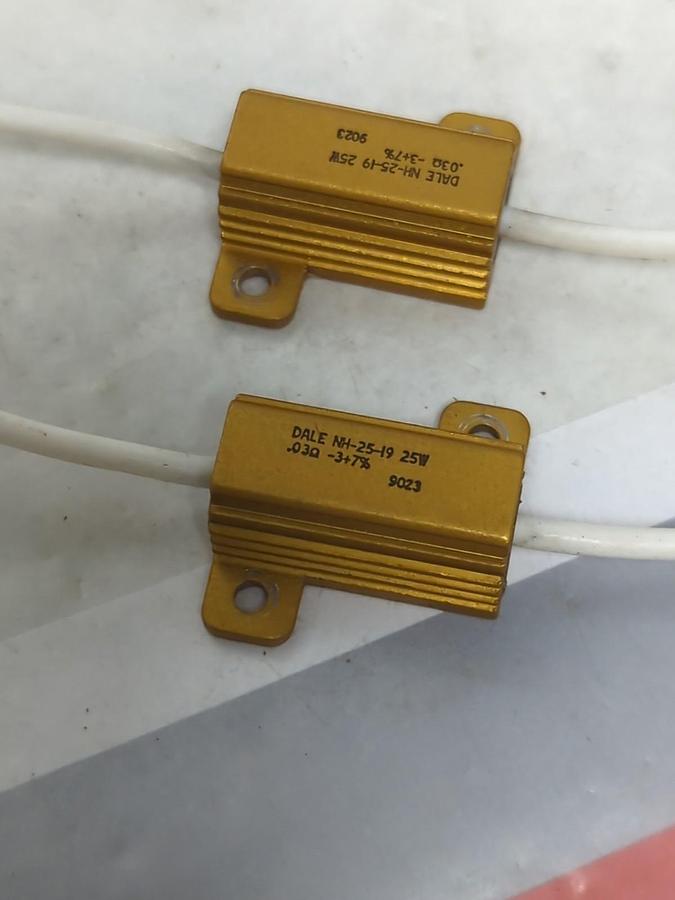 Used DALE,NH-25-19,RESISTOR .03Ω 25W -3+7% LOT OF 9 PRE-OWNED