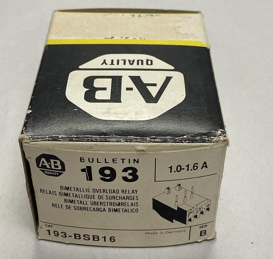 Used ALLEN BRADLEY,193-BSB16,OVERLOAD RELAY NEW