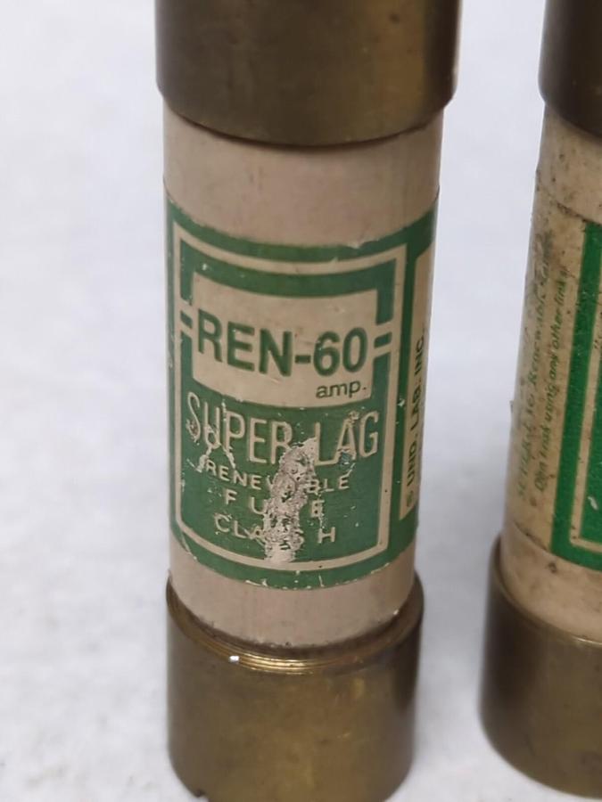Used COOPER BUSSMANN,REN-60,SUPER-LAG 60 AMP LOT OF 2 PRE-OWNED