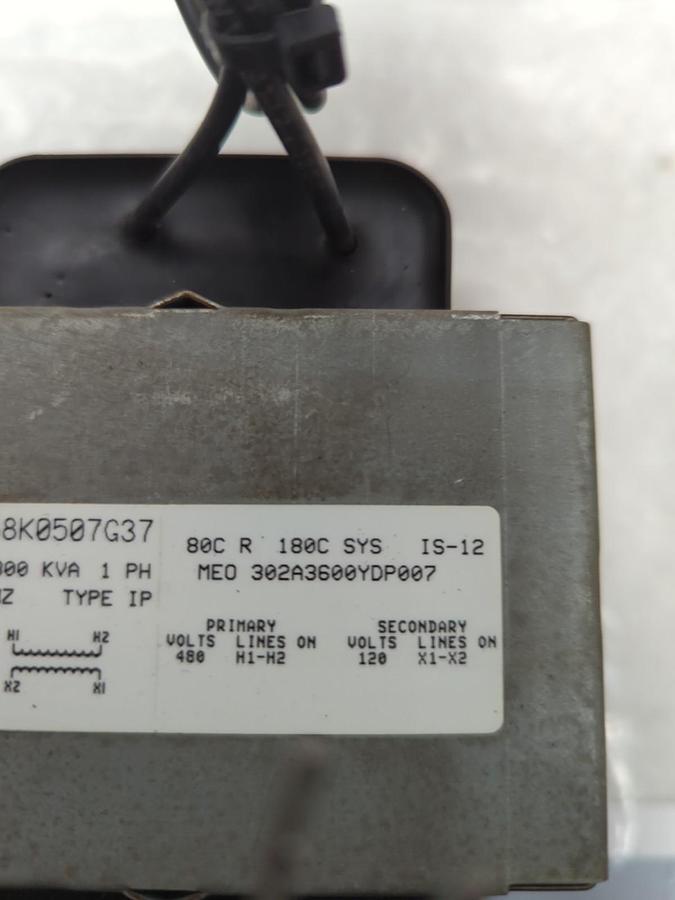 Used GE,9T58K0507G37,TRANSFORMER PRI-480V SEC-120V TYPE IP .300KVA 1 PH PRE-OWNED