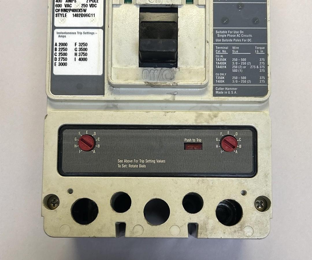 Used CUTLER-HAMMER,HM2P400X5W,CIRCUIT BREAKER 400A 600V 2P
