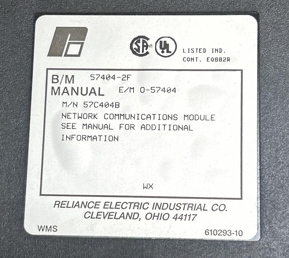 Used RELIANCE,57C404,COMMUNICATION NETWORK MODULE