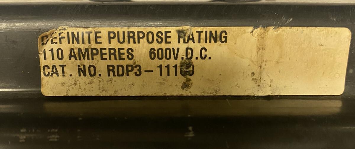 Used JOSLYN CLARK,RDP3-11100,CONTACTOR 110AMP 600VDC Refurbished