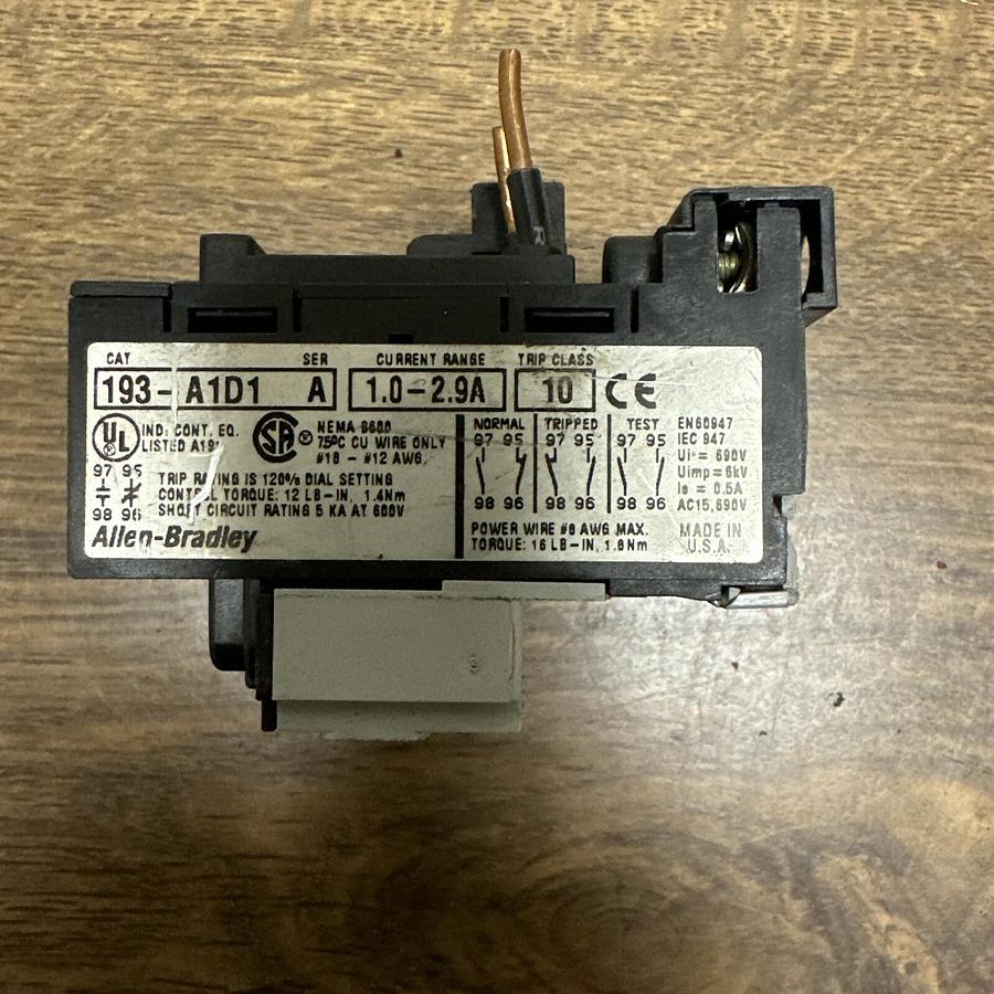 Used Allen Bradley,193-A1D1,Overload Relay