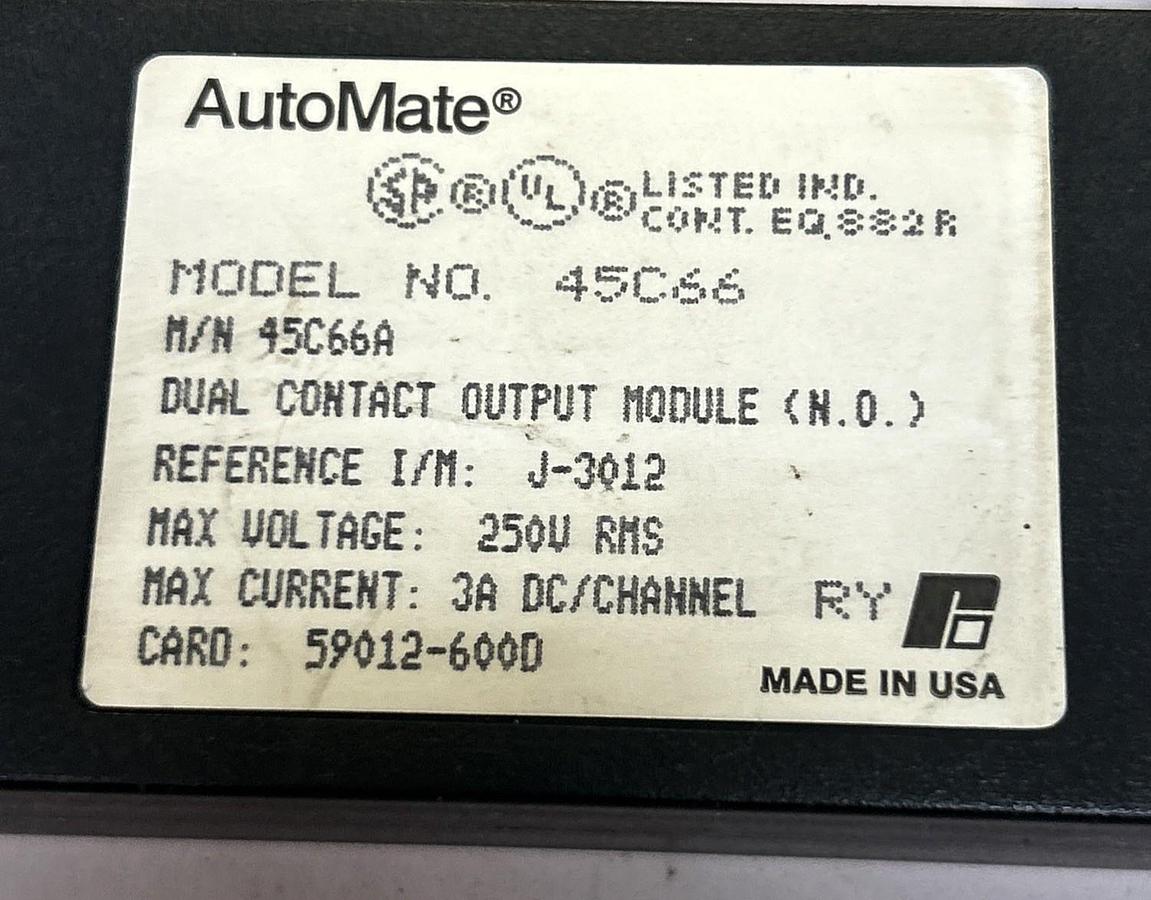Used RELIANCE,45C66A,DUAL CONTACT OUTPUT MODULE
