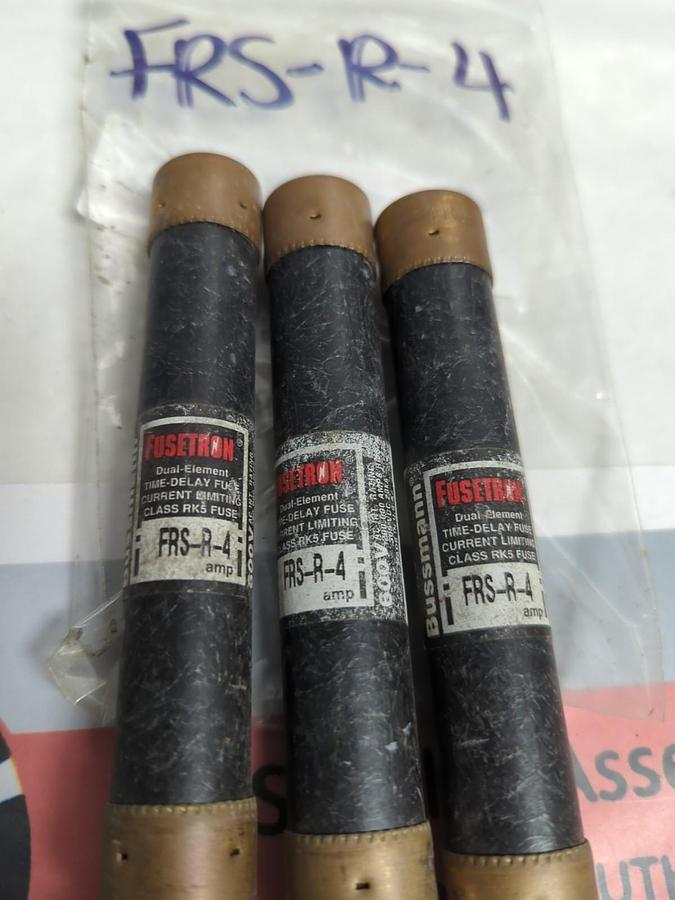 Used COOPER BUSSMANN,FRS-4,FUSETRON 4 AMP FUSE LOT OF 3 PRE-OWNED