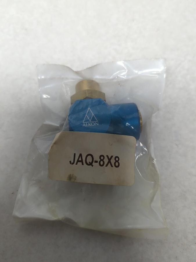 ALKON,JAQ-8X8,RIGHT ANGLE PNEUMATIC FLOW CONTROL VALVE 1/2 IN OD TUBE 1/2 IN NOS