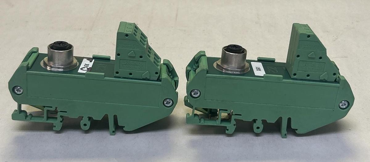Used PHOENIX CONTACT,FLKM-M12/B/5P/4A/SO106,VARIOFACE MODULE LOT OF 2
