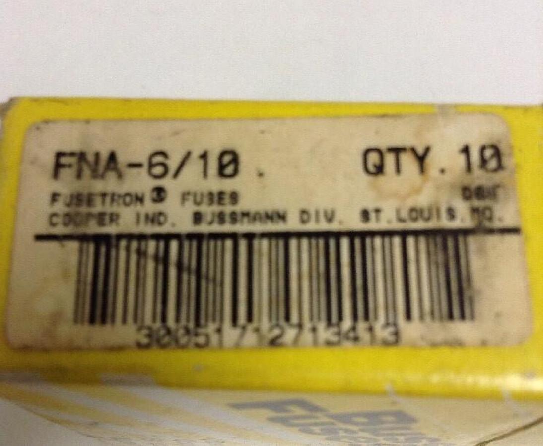 COOPER BUSSMANN,FNA-6/10,6/10 AMP FUSE Box of 8
