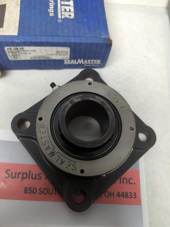 SEALMASTER,HF-28-HI,HIGH TEMP 4-BOLT BASE FLANGE MOUNT BEARING 1-3/4 IN BORE NOS
