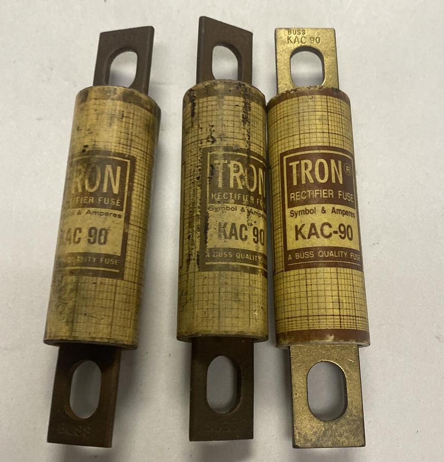 BUSSMANN TRON,KAC90,FUSE 90 AMP LOT OF 3 NOS