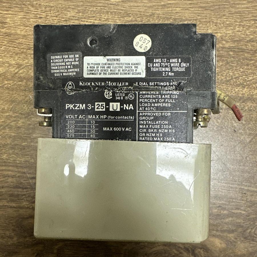 Used Klockner-Moeller,PKZM 3-25-U-NA,Manual Motor Starter