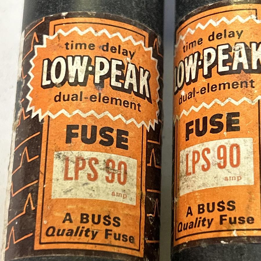 Used BUSSMANN,LPS90,LOW-PEAK FUSE 90A 600V LOT OF 3