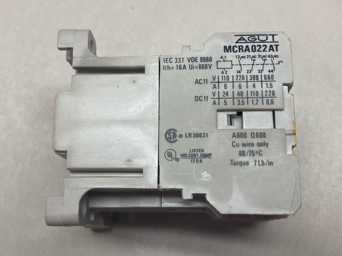 Used Agut,MCRA022AT,Auxiliary Relay LOT OF 2