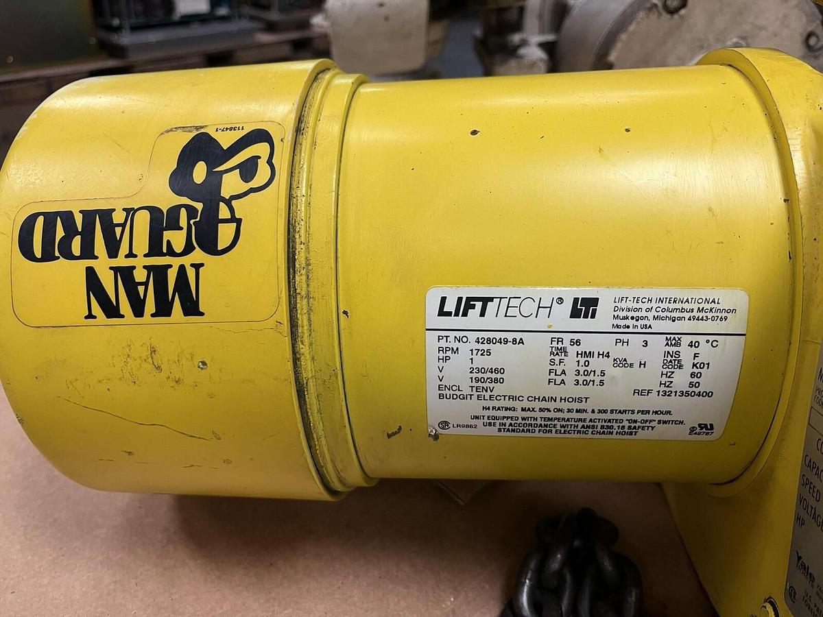 Used YALE,KELB0116,ELECTRIC HOIST 1 TON 3PH 460V 16 FPM