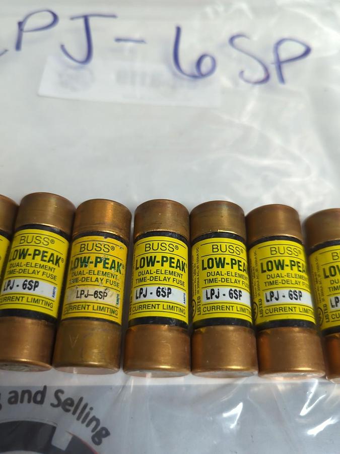 Used COOPER BUSSMANN,LPJ-6SP,LOW-PEAK 6 AMP FUSE LOT OF 7 PRE-OWNED