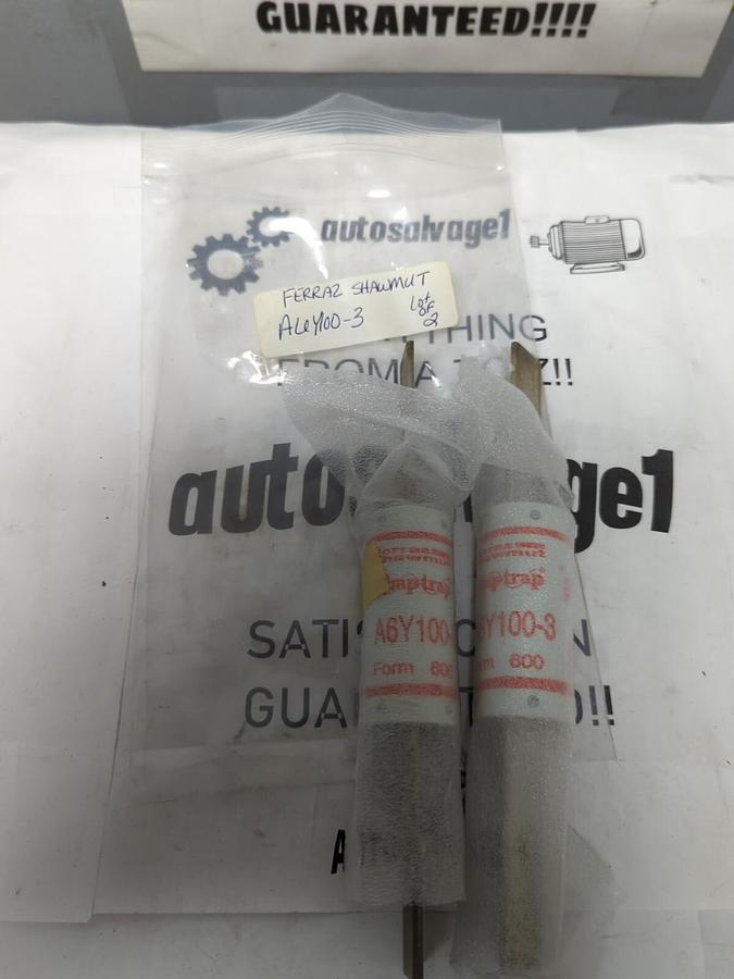 FERRAZ SHAWMUT,A6Y100-3,AMP TRAP 100 AMP FUSES LOT OF 2