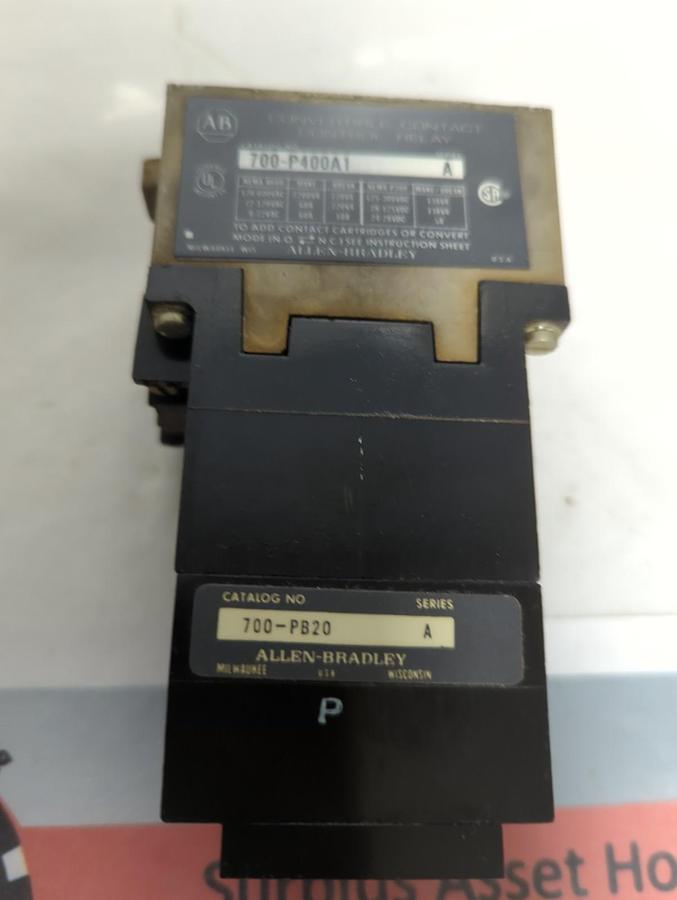 Used ALLEN BRADLEY,700-P400A1,RELAY W/700-PB20 PRE-OWNED