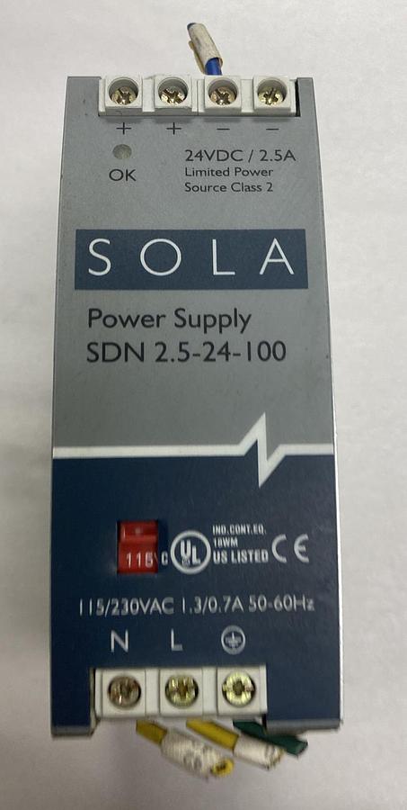 Used Sola,SDN 2.5-24-100,Power Supply 24VDC 2.5A