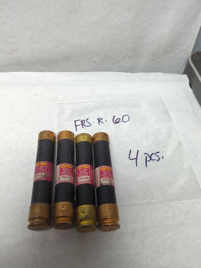 Used COOPER BUSSMANN,FRS-R-60,FUSETRON 60 AMP FUSES LOT OF 4 PRE-OWNED