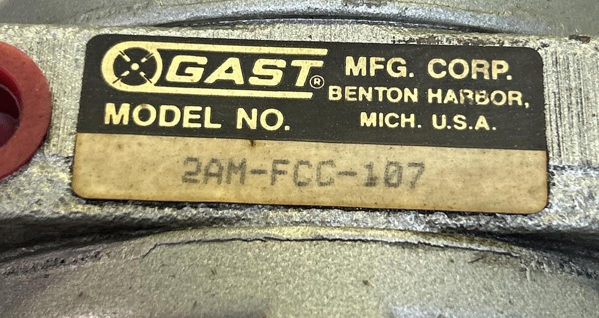 Used GAST,2AM-FCC-107,ROTARY VAN AIR MOTOR