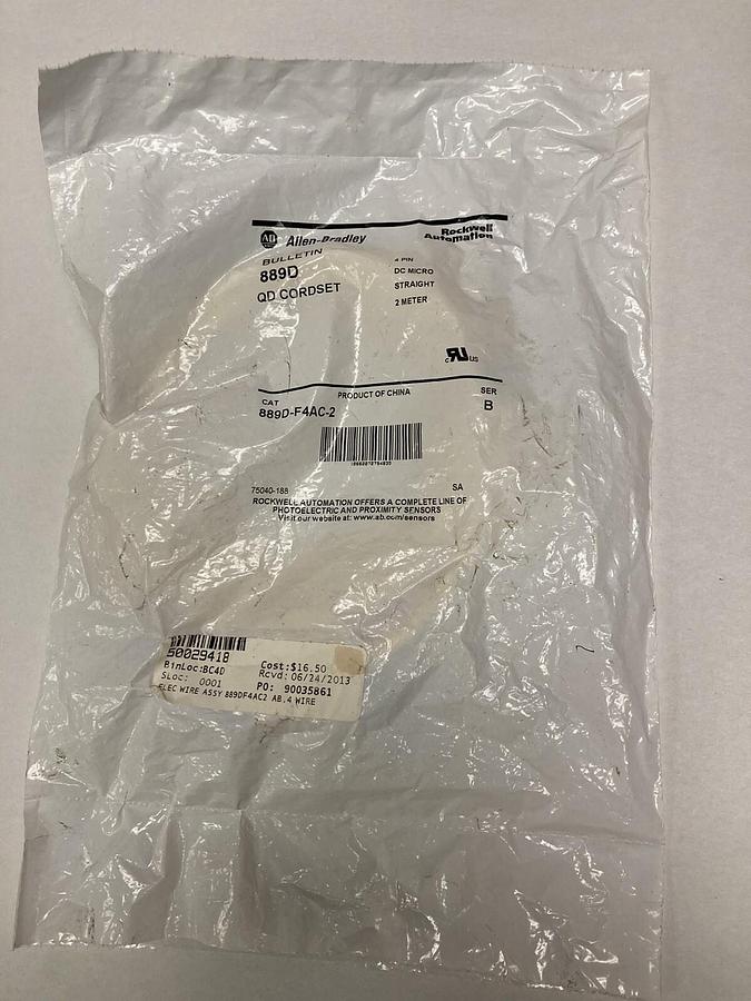 Allen Bradley,889D-F4AC-2 QD,Cordset Ser B 4 Pin