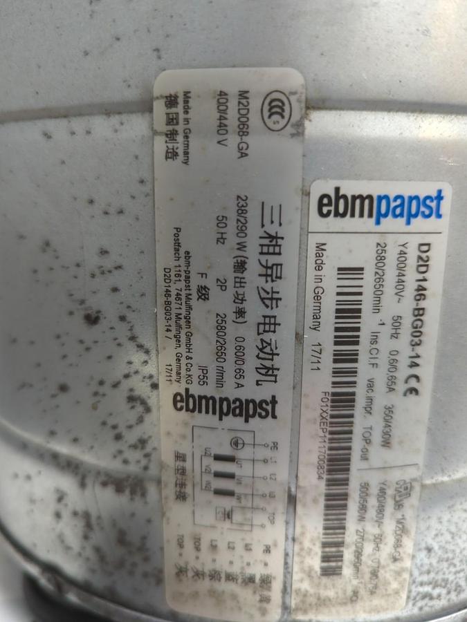 Used EBMPAPST,D2D-146-BG03-14,INVERTER FAN M2D068-GA 400/440V 50 HZ 2P PRE-OWNED
