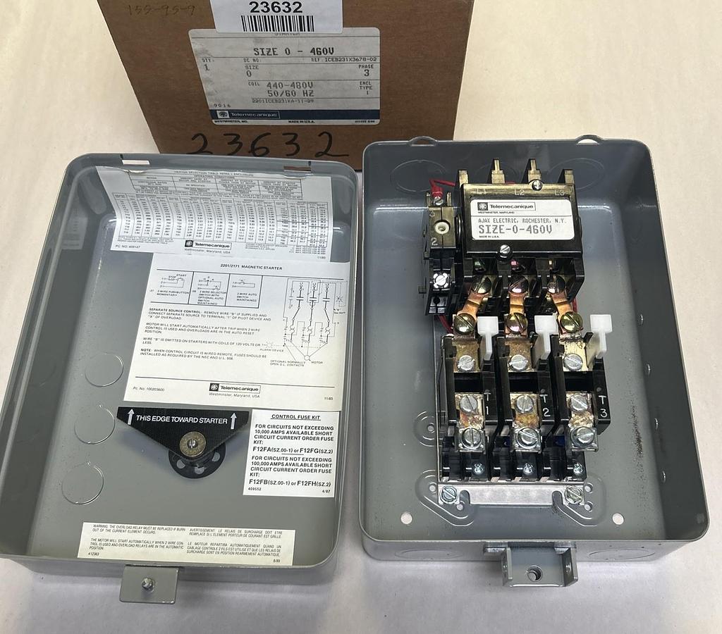 TELEMECANIQUE,2201ICEB231KA-11-29,MAGNETIC STARTER SIZE 0 NOS