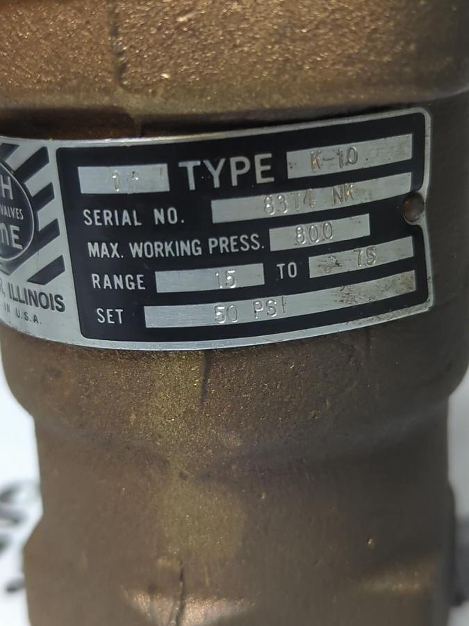 CASH ACME,K-10 3/4,RELIEF VALVE SET  50 PSI