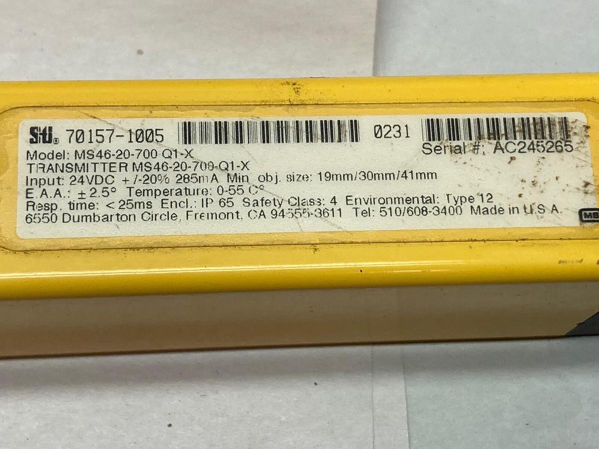 Used STI,MS46-20-700-Q1-X,Light Curtain Transmitter