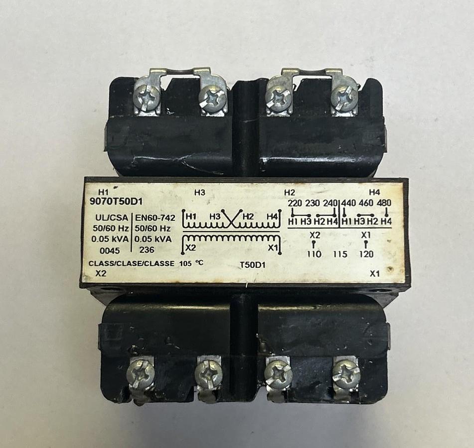 Used SQUARE D,9070T50D1,CONTROL TRANSFORMER 0.05KVA