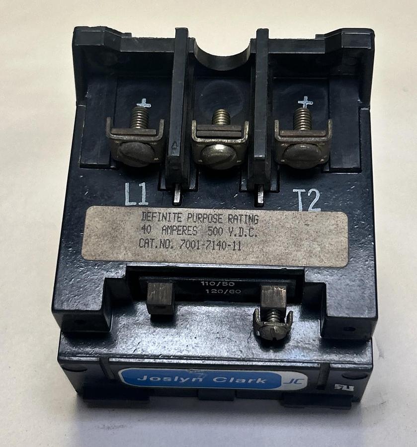Used JOSLYN CLARK,7001-7140-11,DEFINITE PURPOSE CONTACTOR 40A 500VDC