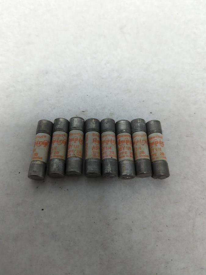 Used GOULD SHAWMUT,A6Y-1/4,AMP-TRAP 1/4 AMP FUSE LOT OF 8 PRE-OWNED