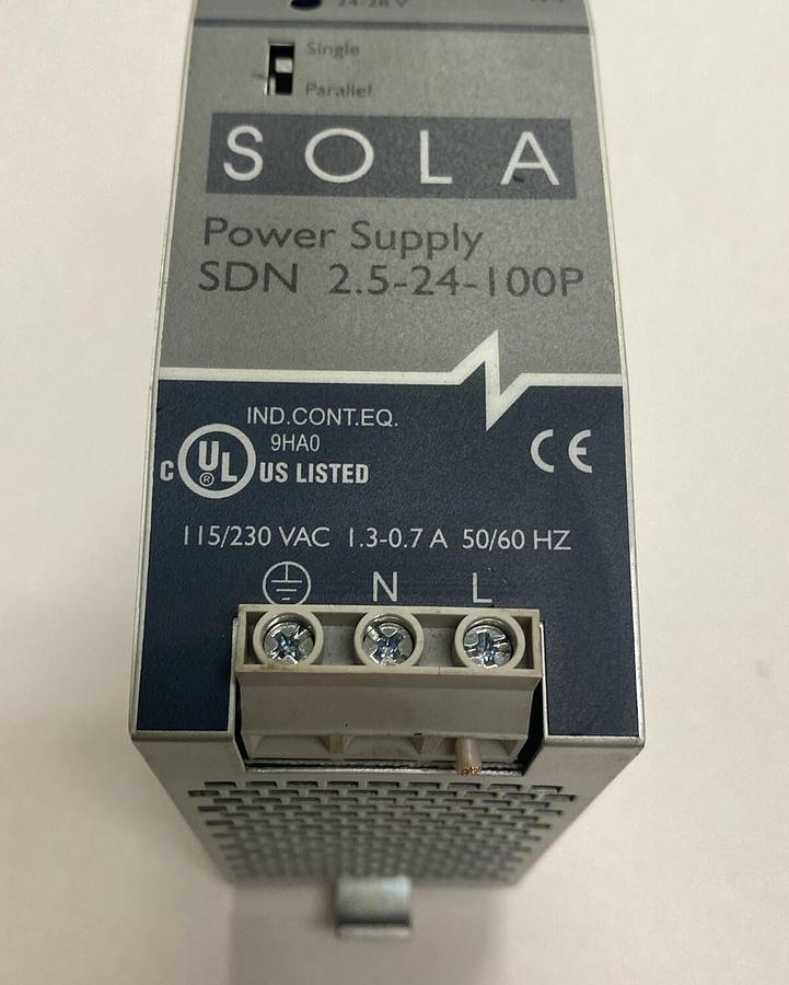 Used SOLA HD,SDN-2.5-24-100P,POWER SUPPLY 2.5A 24VDC