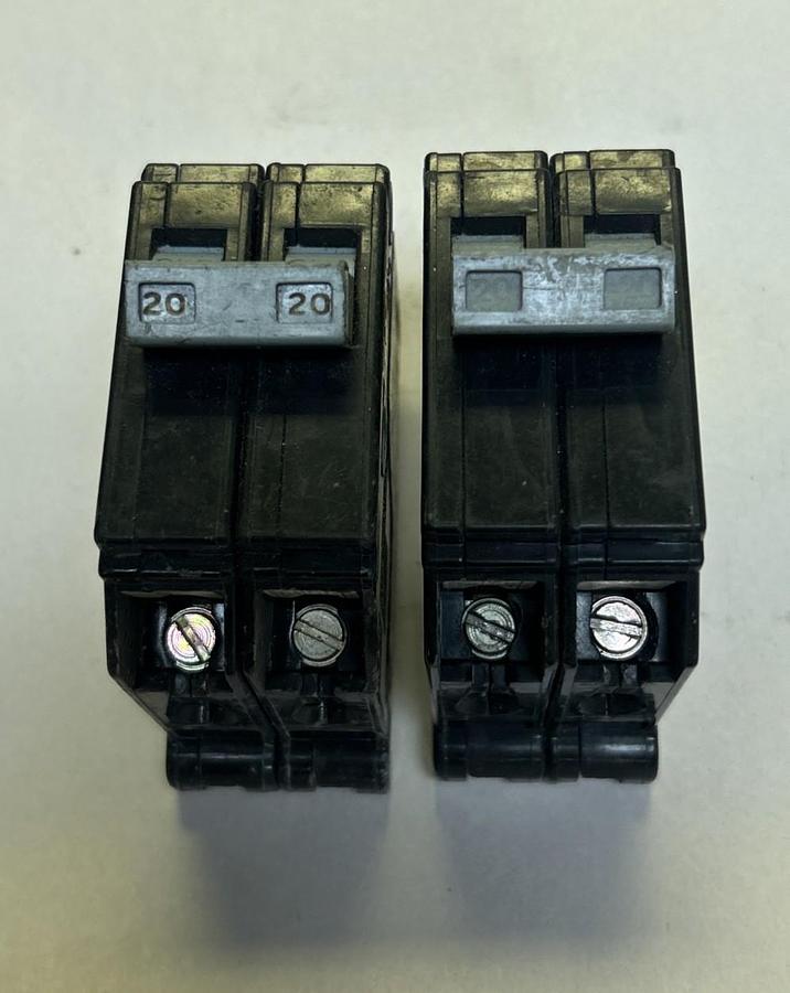 Used CUTLER HAMMER,CHB220,CIRCUIT BREAKER 20A 120/240V 2P LOT OF 2