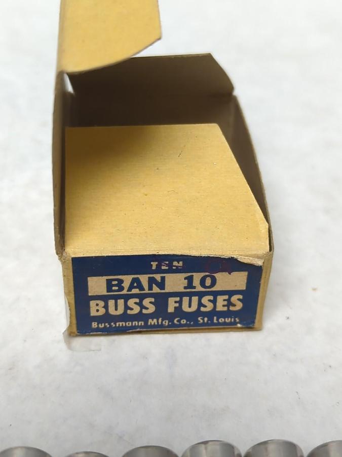 COOPER BUSSMANN,BAN 10,BUSS 10 AMP FUSES BOX OF 9 NOS