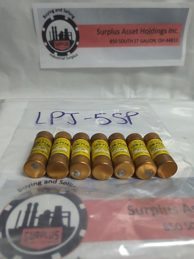 Used COOPER BUSSMANN,LPJ-5SP,LOW-PEAK 5 AMP FUSE LOT OF 7 PRE-OWNED
