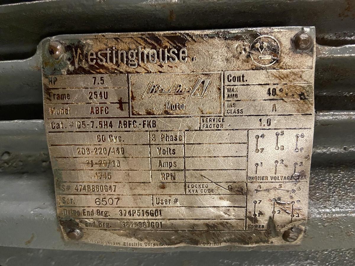Used WESTINGHOUSE,ABFC 254U, 7.5HP MOTOR 480V 1745RPM FRAME 254U