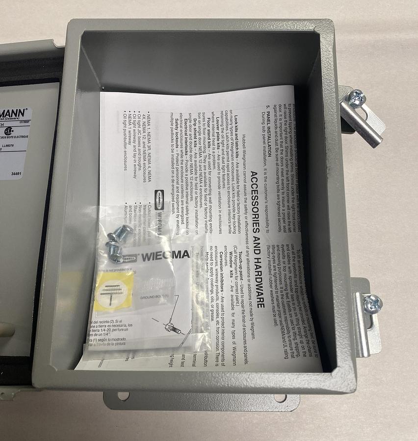 Hubbell Wiegmann,B080603C,Gray Metal Electrical Enclosure 8INx6INx3IN New
