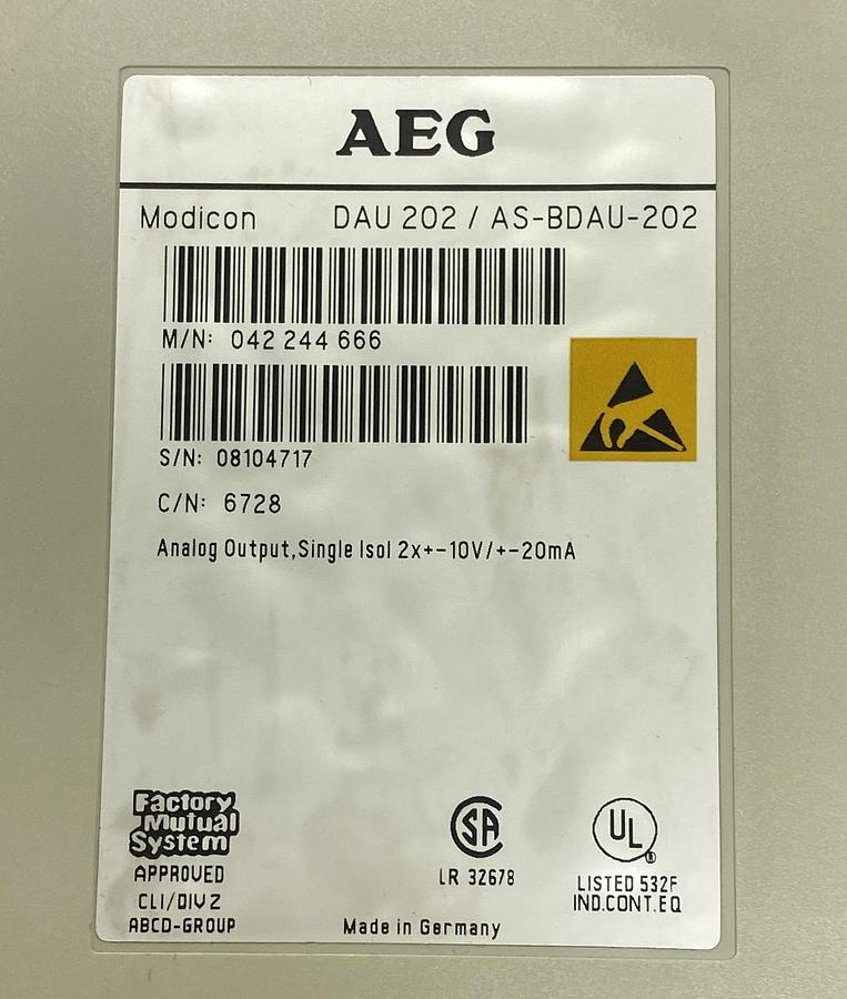 Used MODICON,AS-BDAU-202,OUTPUT MODULE
