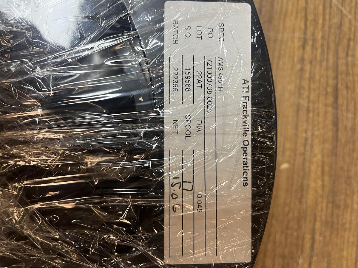 Used ATI Wah Chang,AMS-4951H,WELD TI WIRE DIA .045 SPOOL 15LBS