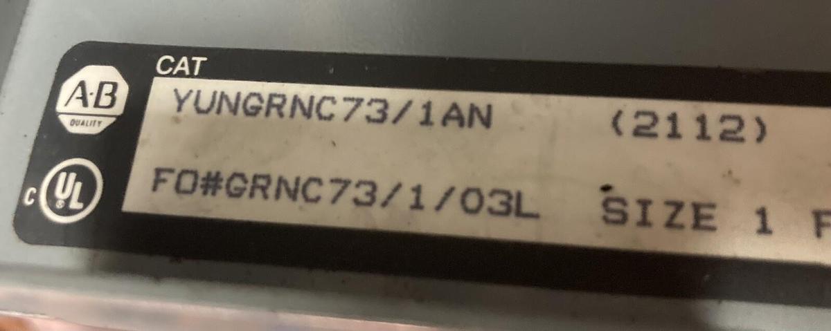 Used Allen-Bradley,2100 2112,Size 1 Fused MCC 12 Inch Starter Bucket