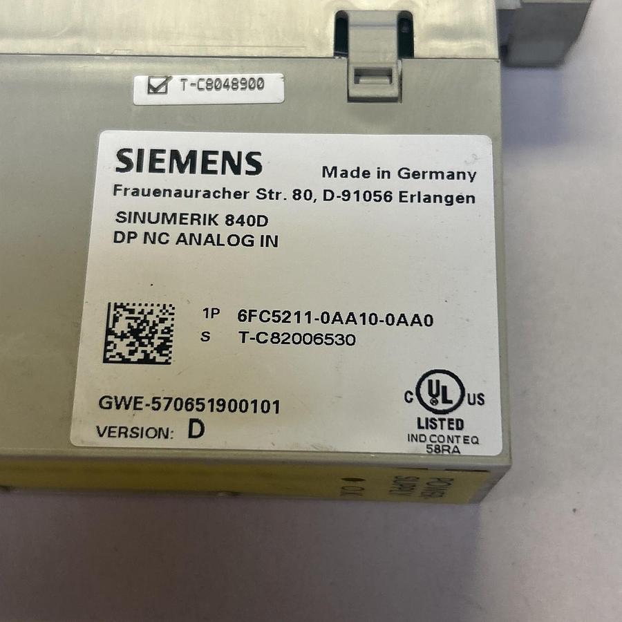 Used SIEMENS,6FC5211-0AA10-0AA0,ANALOG INPUT MODULE