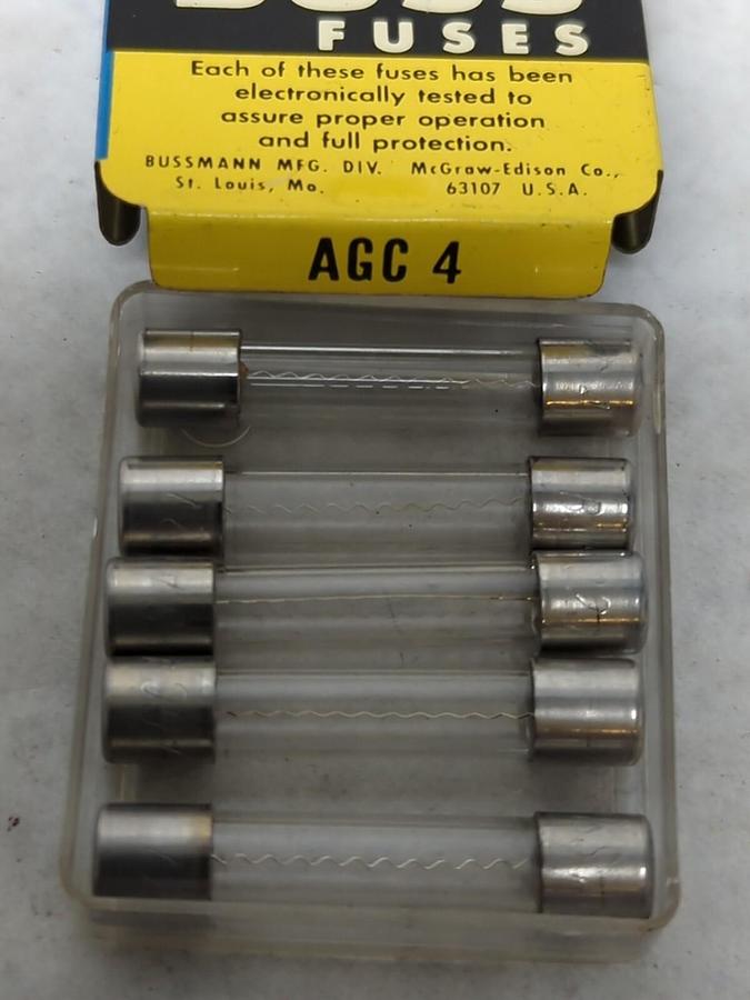 COOPER BUSSMANN,AGC 4,GLASS FUSE PACK OF 5 NOS