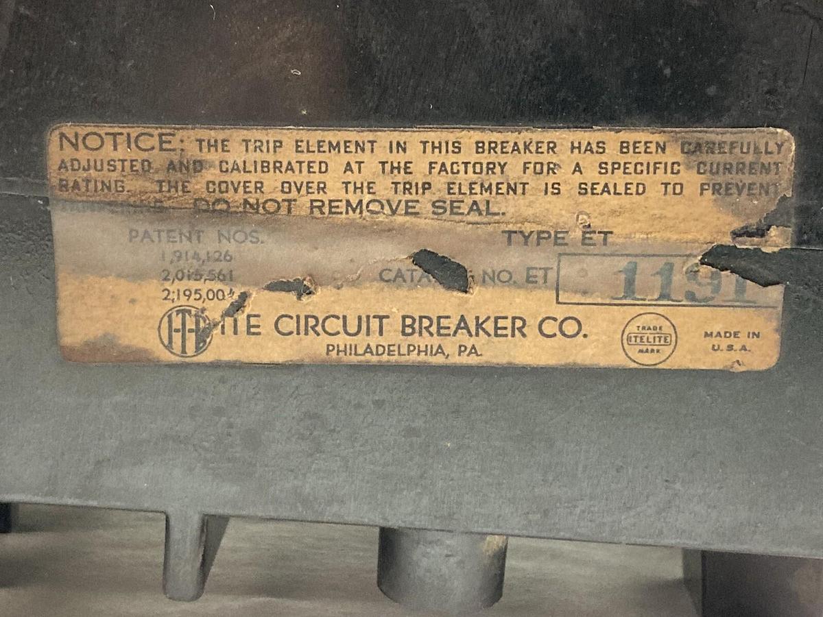 Used ITE,Type ET 1191,3-Pole Circuit Breaker 250VAC 225/250VDC