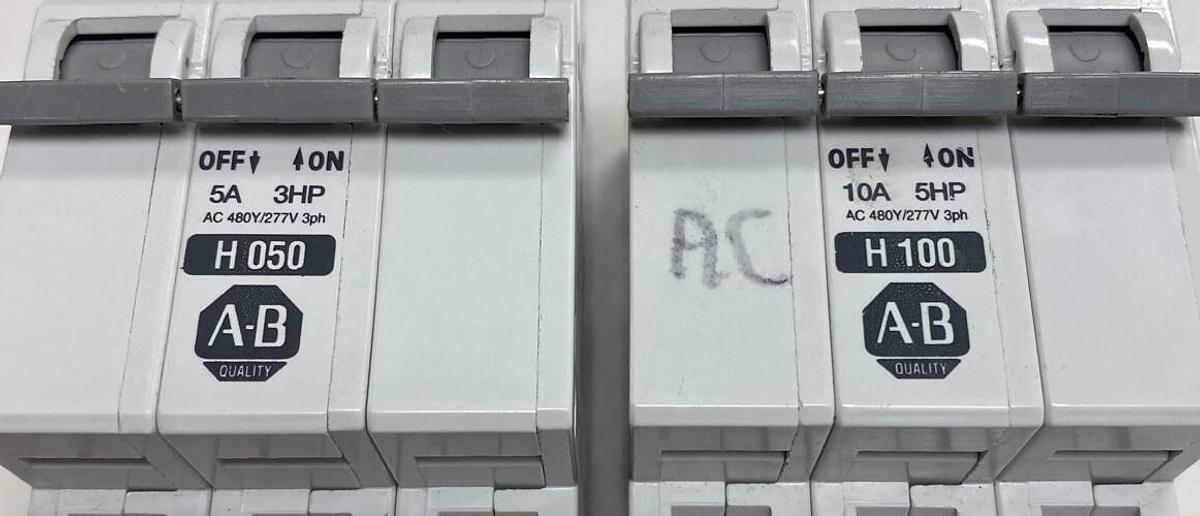 Used Allen-Bradley,1492-CB3,Circuit Breaker 5AMP 3HP / 10AMP 5HP Lot Of 2