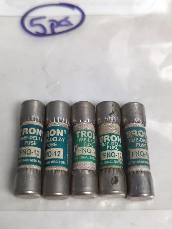 Used COOPER BUSSMANN,FNQ-12,TRON 12 AMP FUSE LOT OF 5 PRE-OWNED